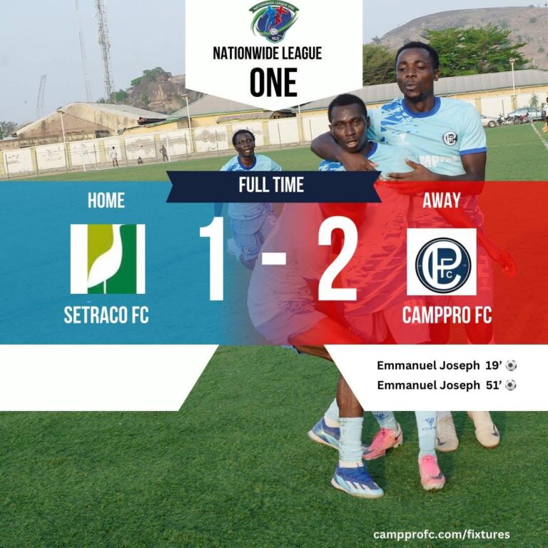 CAMPpro FC Secure Impressive Away Victory Against Setraco FC