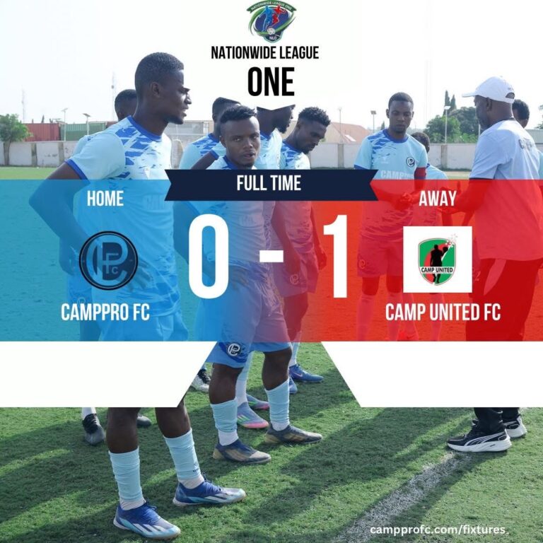 Match Report: CAMPpro FC 0-1 Camp United FC