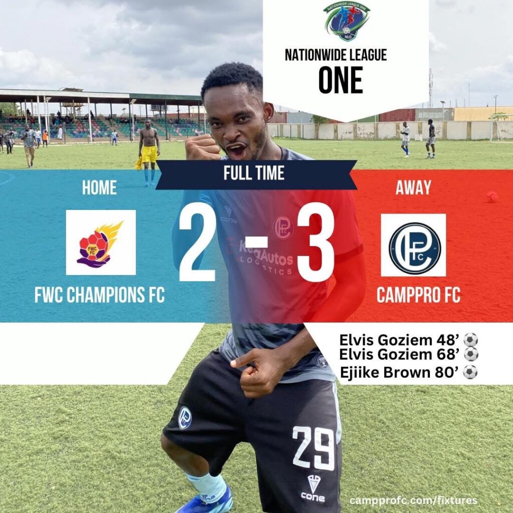 MATCH REPORT: FWC Champions FC 2-3 CAMPpro FC